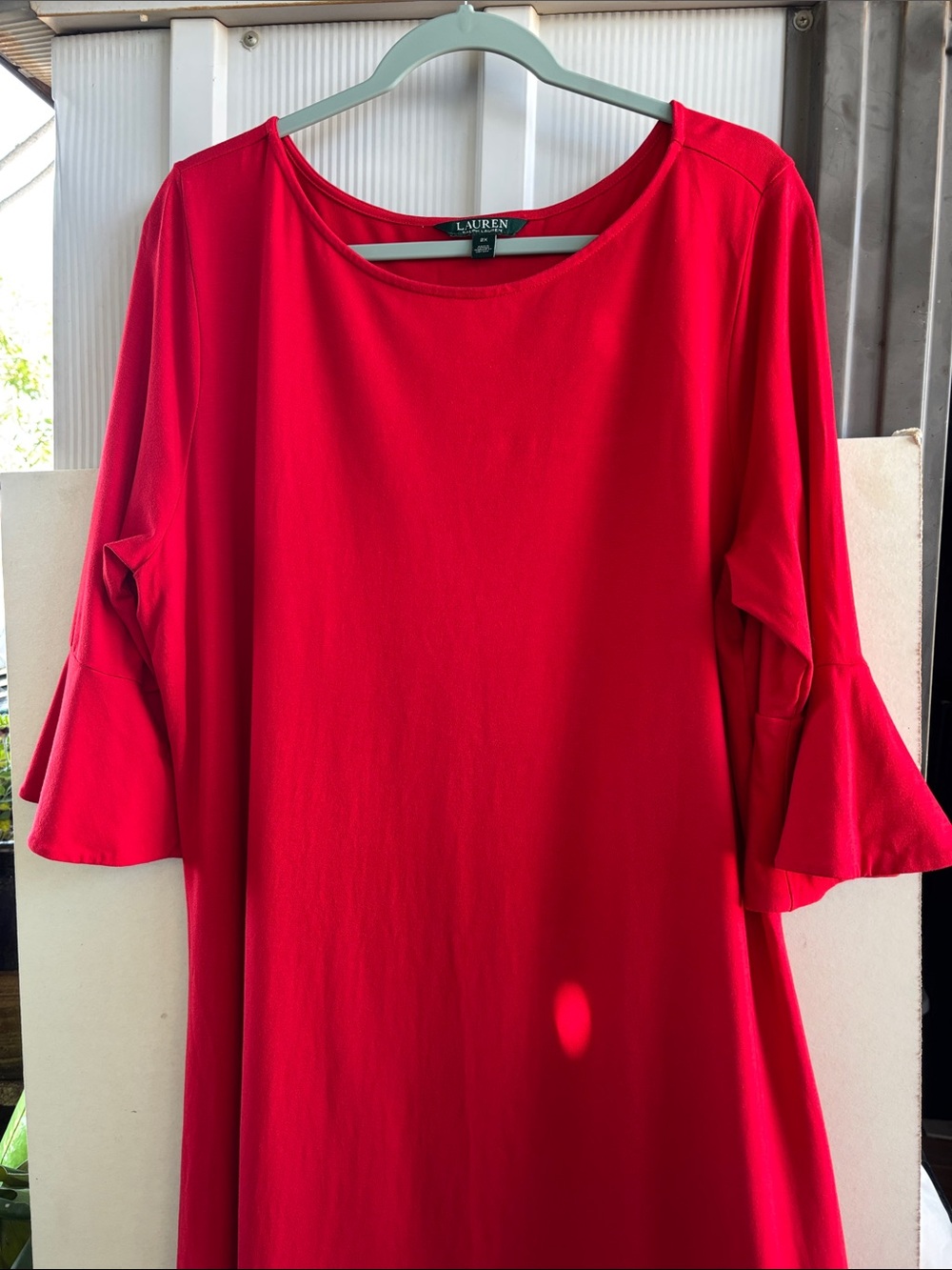 Lauren Ralph Lauren Vibrant Red Ruffle-Sleeve Tunic